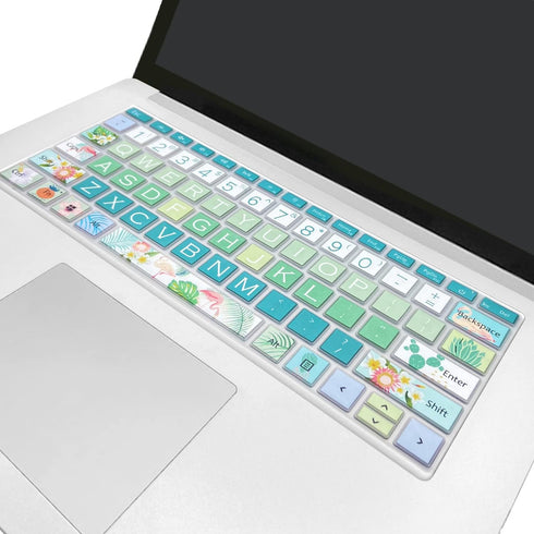 Keyboard Cover Skin for Microsoft Surface Laptop 4 & 3, Cute Printing Waterproof Silicone Protector (Flamingo)