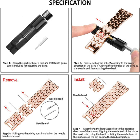 Bands for Samsung Galaxy Watch Active 2 40mm/44mm - Shiny Diamond Stainless Steel Strap with Rhinestone Cover