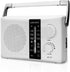 LEOTEC AM FM Radio Transistor Radio, Battery or AC Powered, Excellent Reception, Large Speakers, White