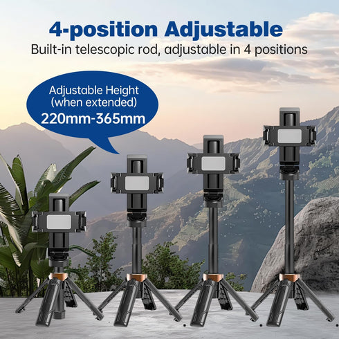 HYTAMY 360Rotation Phone Tripod, Selfie Stick Tripod for iPhone/Android with Remote & Light, Extendable Cell Phone