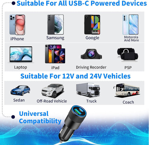?MFi Certified?iPhone 15 Car Charger Fast Charging, Braveridge 2Pack 66W USB-C PD&QC3.0 Power Car Charger