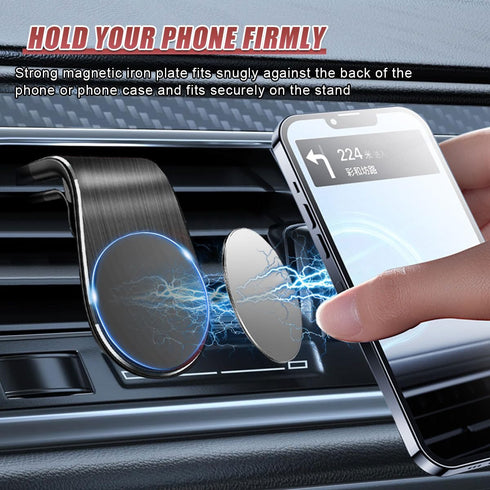 YoRise 360 Magnetic Car Phone Holder, L Type Rotatable Adjustable Car Air Vent Cellphone Mount, No-Hand Clip-On