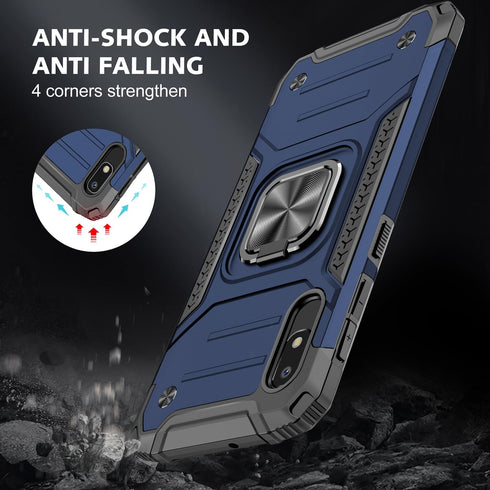 Samsung Galaxy A10E Case, Military Grade Built-in Kickstand Armor Heavy Duty Shockproof Cover (Purple)