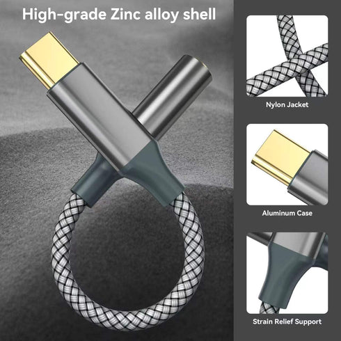 USB C to Aux Audio Dongle Cable Cord(Pack of 2), Type C to 3.5mm Female Headphone Jack Adapter for iPhone 15 Pro Max/15 Pro/15 Plus, Samsung Galaxy S23/S22/S21 Ultra, iPad Pro, Pixel