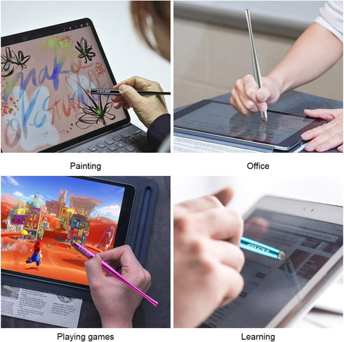 AULEEP Capacitive Stylus Pens for Touch Screen, 4 Pack, 6 Nanofiber Tips Compatible for Phones, Tablets, iPads