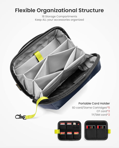 tomtoc Electronic Organizer Accessory Tech Pouch for MacBook Charger, Cables, Power Bank, Hard Drive, Water-resistant