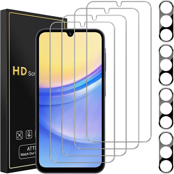 Samsung Galaxy A15 5G - 4 Pack Screen Protector & Camera Lens Protectors, Full Coverage, Anti-Fingerprint, Bubble Free.