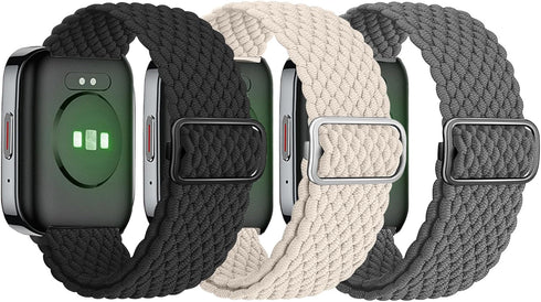 3 Pack Braided Nylon Adjustable Replacement Bands for SKG V7 Pro/ENOMIR/Tensky Smartwatch for Women Men