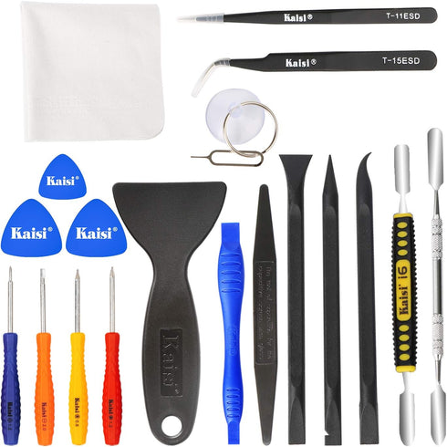 Kaisi Professional Electronics Opening Pry Tool Repair Kit, 20 Piece with Metal Spudger and Tweezers