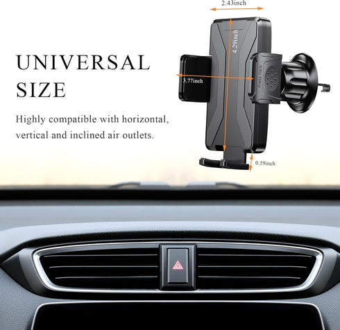 KVAEY 360 Car Phone Holder Mount, Durable Anti-Slip Car Cellphone Holder with a Metal Hook, Rotatation Elasticity