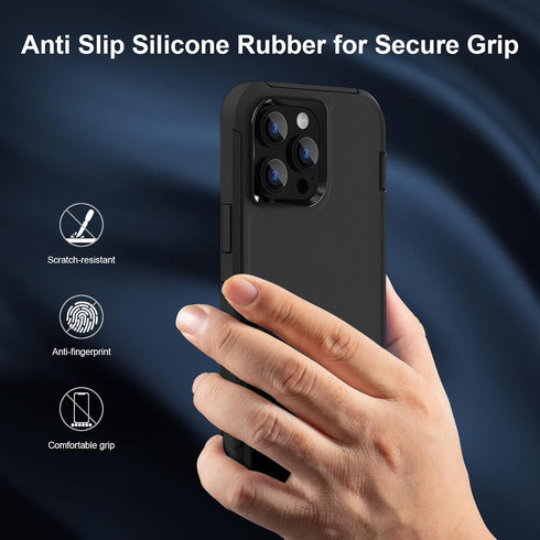 Sansunto iPhone 13 Pro Max and 12 Pro Max Case, Heavy Duty Shockproof Military Grade 3 in 1 Silicone Rubber with Hard