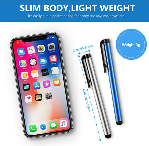 Outus 120 Pieces Universal Capacitive Stylus Slim Digital Pen, 12 Colors Compatible with iPad, iPhone, Samsung, Tablet