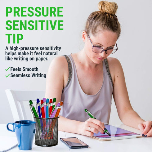 Stylus Pen for Touch Screens & Ballpoint Writing - 2 in 1 with Sensitive Stylus Tip, Compatible with Touch Screen
