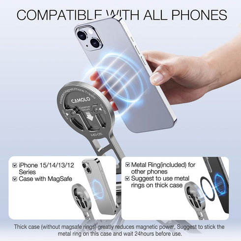 Magnetic Pocket Phone Tripod, Foldable Compatible with MagSafe iPhone 15/14/13/12 Plus Pro Max Series
