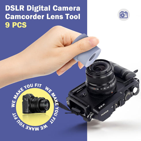 Yoidesu DSLR Digital Camera Camcorder Lens Tool - 9pcs Lens Remover Ring & Rubber Repair Removal Kit for 8-83mm