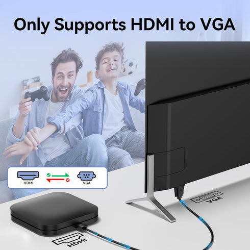 6ft 1080P PS4, 1.8M) HDMI to VGA Cable HD Video Converter Cord for Laptop, TV Box, Monitor, Projector (Black