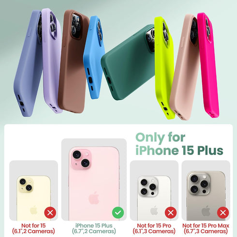 Cordking iPhone 15 Plus Case, Silicone Ultra Slim Shockproof Protective Phone Case, Mint Green