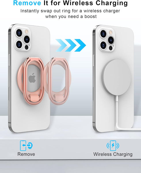 ?2024 Upgraded? SUPERONE Mag Safe Phone Ring Holder, Adjustable Magnetic Kickstand for iPhone 15/14/13/12 - Rose Gold