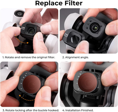K&F Concept Mini 3/ Mini 3 Pro Variable ND Lens Filters Kit, ND2-32+ND32-512 (2 Pcs), Compatible with DJI Mini 3/ Mini