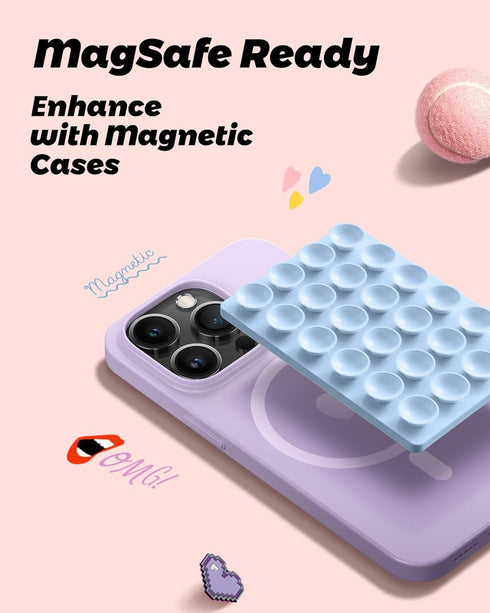 amBand Magnetic Suction Phone Grippy for MagSafe Case, Silicone Cup Sticky Mount Holder for iPhone 12/13/14/15 Pro Max/Pro/Plus/Mini, Hands-Free Selfie/Video for TikTok Creator/Influencer, Light Blue