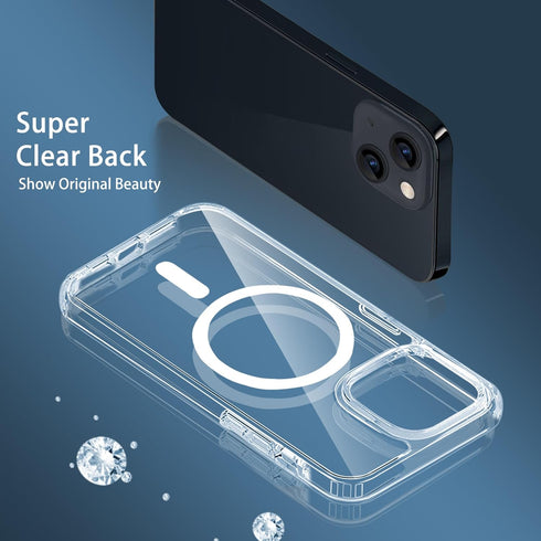 Magnetic Case Compatible with iPhone 13 Mini, Transparent Anti-Scratch Back Shockproof Protective Slim Thin Phone Case
