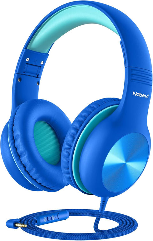 Kids Over-Ear Headphones with Cord, Microphone, 85/94dB Volume Limit, Wired Headphones for School, Toddler Headphones
