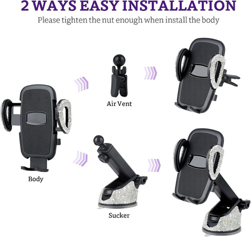 eing Car Phone Mount Holder for Dashboard Air Vent Windshield, Compatible with iPhone 12/11/11 Pro/8 Plus and Samsung