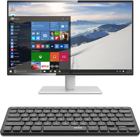 Arteck 2.4G Wireless Keyboard, Ultra Slim Compact Wireless Keyboard with Media Hotkeys for Windows 10/8/7