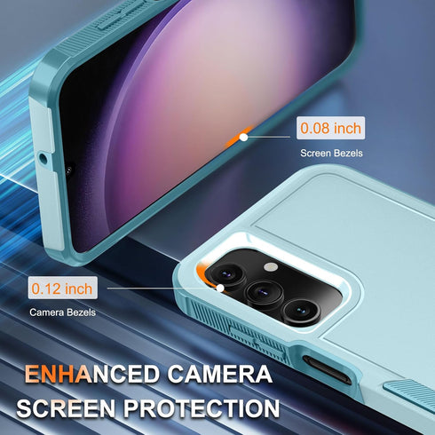 Samsung Galaxy A15 5G Case, Full Body Heavy Duty Rugged Shockproof Cover with Lanyard Strap, Mint Green, Tempered Glass