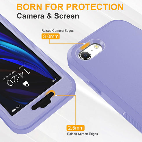 Shop jaroco iPhone SE Case 2022/2020, iPhone 8/7 - Shockproof, Dust-Proof, Military Grade, Non-Slip, Light Blue+Purple.
