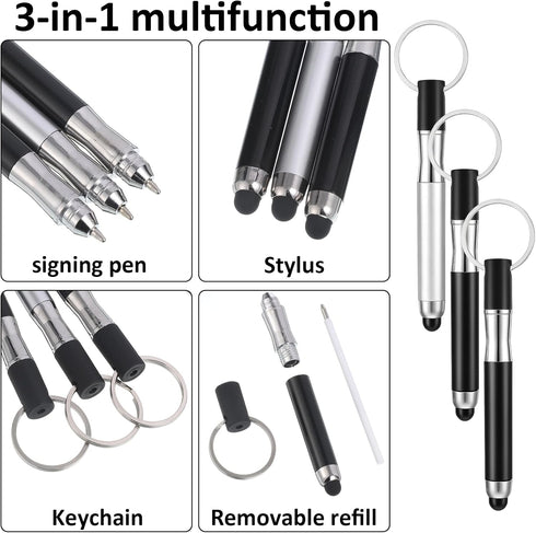 QFGasre 3 Pcs Mini Stylus Pen with Keyring Loop, Portable Capacitive Stylus Touchscreen Devices Universal Keychain Pens