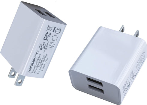 Wall Charger, USB Adapter, SUPWISER 2 Pack 10W Dual Port Quick Charger Plug Cube for iPad iPhone, Samsung Galaxy