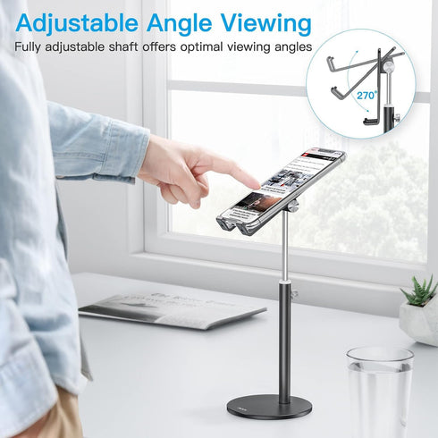 OMOTON Cell Phone Stand, Adjustable Height Aluminum Desktop Holder for iPhone 13/Mini/Pro/Max, All Smartphones