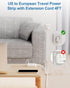 European Travel Plug Adapter, US to Europe Plug Adapter with 3 AC Outlets and 3 USB, Type E/F