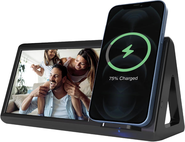 Smartpix Wireless Charging Station: 10W Charger, 4x6 Photo Frame, Desk Dock & Nightstand Accessory, Clutter-Free Design