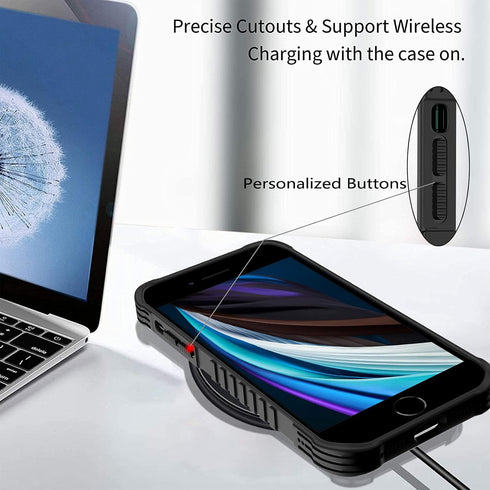 Heavy Duty Shockproof Hard Bumper + Soft Silicone Rubber Protective Case for iPhone SE 2022/2020, 7/8/6/6s/SE 3rd 2nd,