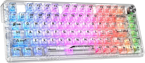 RisoPhy Mechanical Gaming Keyboard, Tri-Mode Bluetooth/Wireless/Wired, RGB Backlit Keyboards,81-Key 80% Fully Transparent Clear