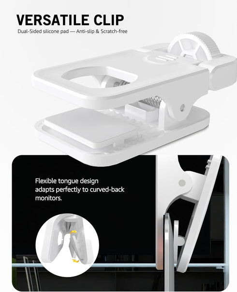 NiceVeedi 3 Color Soft Selfie Light Phone Light with Clip, Portable Edge-lit Ring Light, Rechargeable Video Conference
