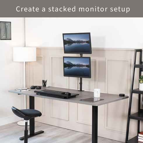 VIVO Dual Vertically Stacked Monitor Desk Mount, Adjustable Stand for 2 Ultrawides up to 34 inches