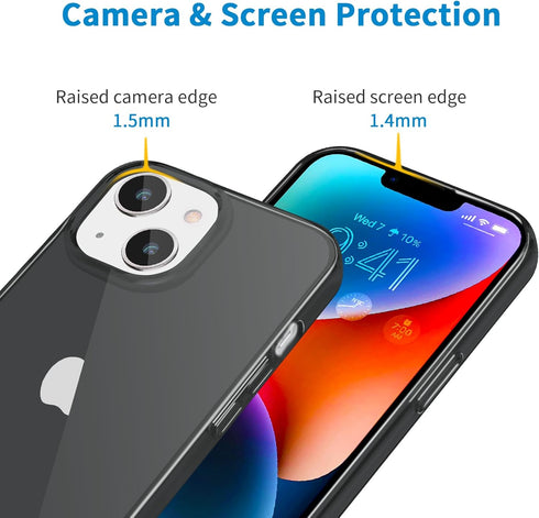 JJGoo Clear Transparent Soft Shockproof Case for iPhone 14 Plus 6.7 inch 2022, Slim Thin Bumper Cover - Black