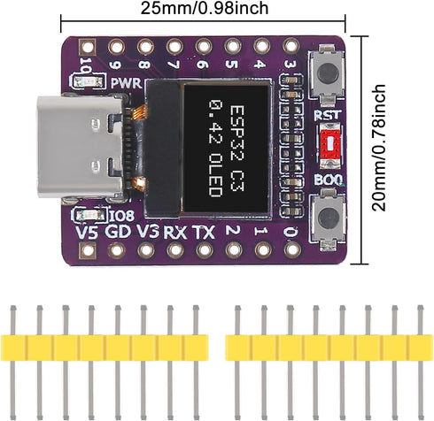 AITRIP 2PCS ESP32-C3 0.42-inch ESP32 OLED Development Board Supermini Development Board WiFi BLE