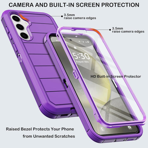 for Samsung Galaxy S24 Plus Case with Belt Clip Holster & Kickstand,Built-in Screen Protector,Heavy Duty Shockproof Drop Protection Military Grade Full Body Rugged Phone Cover (6.7") (Purple)