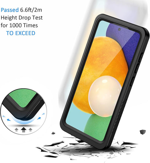 Lanhiem Case for Samsung Galaxy A52, IP68 Waterproof Dustproof with Built-in Screen Protector, Black/Clear