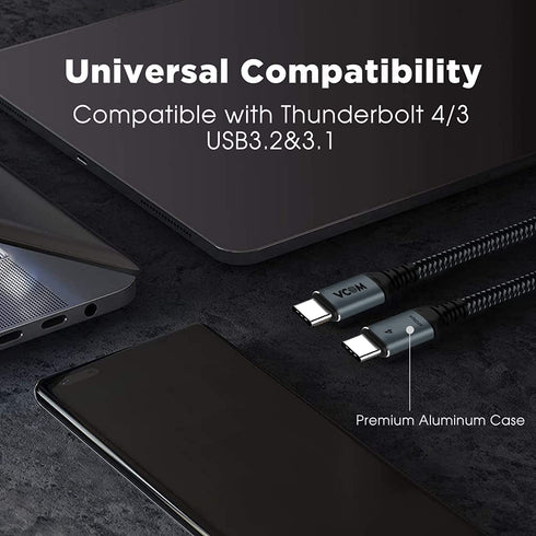 VCOM 4 FT USB 4 Cable for Thunderbolt 4: 100W, 40Gbps, 8K@30Hz, Dual 4K, Compatible with MacBooks, Hubs, Docks.