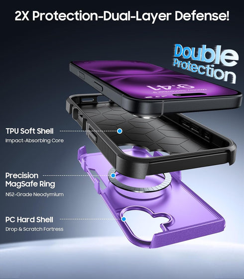 DEVISELOVE 17 iPhone17 6.3", Magnetic for iPhone Case Military-Grade Dual-Layer Shockproof, Heavy Duty Rugged