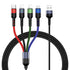 USAMS 2Pack Multi Charging Cable 4FT 4 in 1 Nylon Braided USB Fast Charging for Type C, Micro, and more devices.