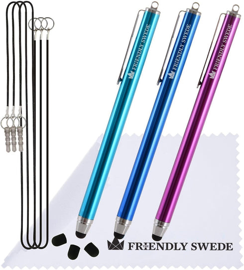 The Friendly Swede High Precision Stylus Pens for Touch Screens, 3pcs 5.5" Stylus Pen with Replaceable Thin-Tip,