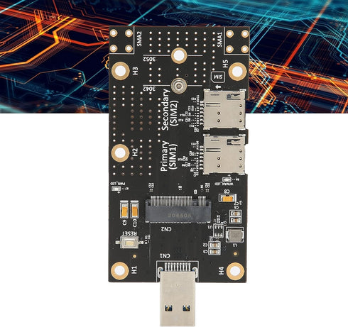 Qiilu M.2 3.0 3G/4G/5G to USB Adapter Push Connector for Dual SIM Card Slot Computer Module with Dual Nano SIM Card
