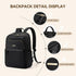 Laptop Backpack for Women, Casual Daypack Purse for Travel Work, Fits 16 Inch Notebook (Black)