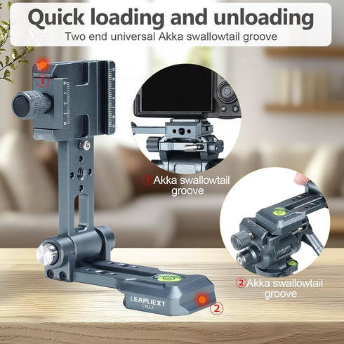 LEAPLIEXT 90 1/4" Aluminum Camera L Bracket, Folding Vertical/Horizontal Shooting Mount, Arca-Swiss Groove, Cold Shoe
